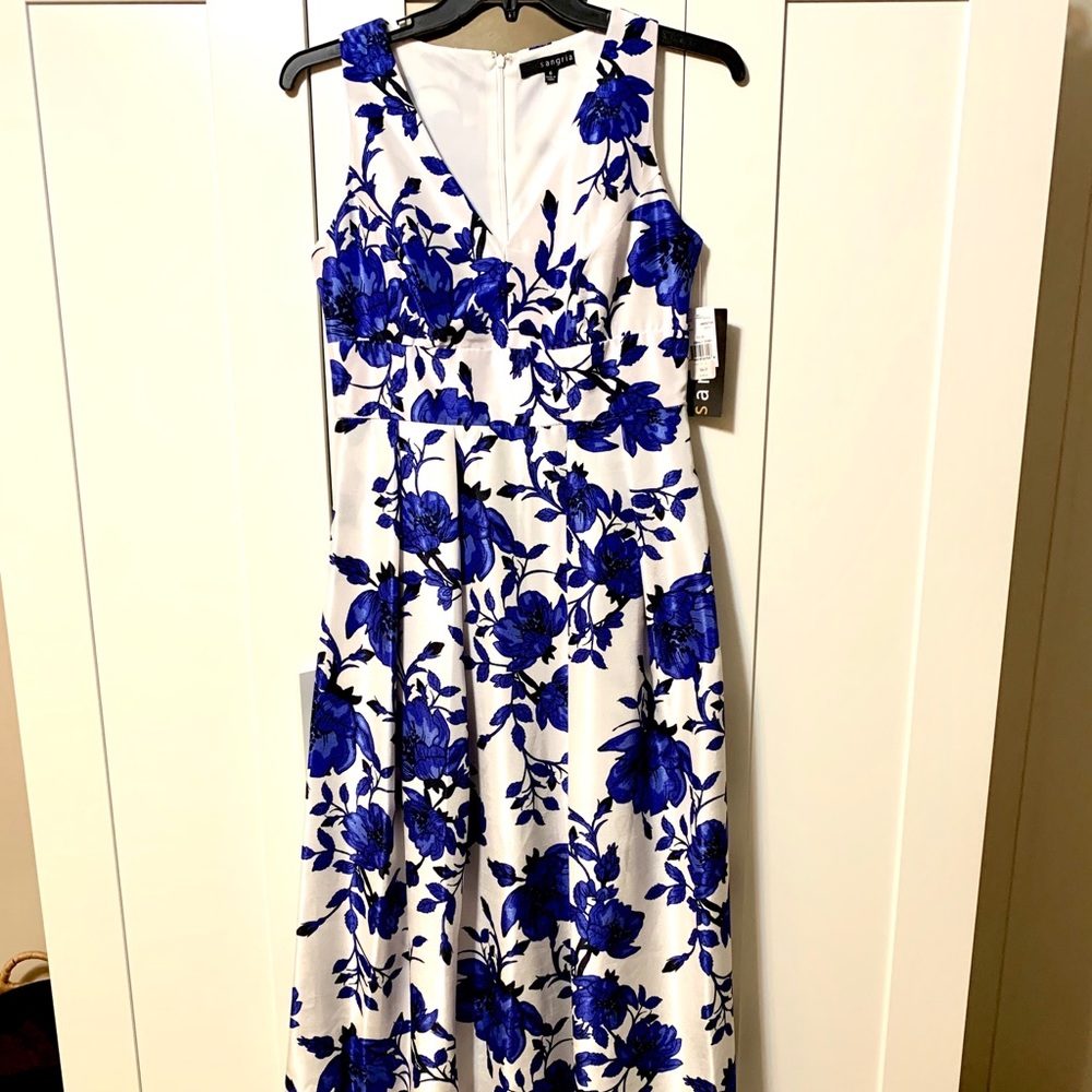 Brand New Sangria Blue Floral Formal Dress